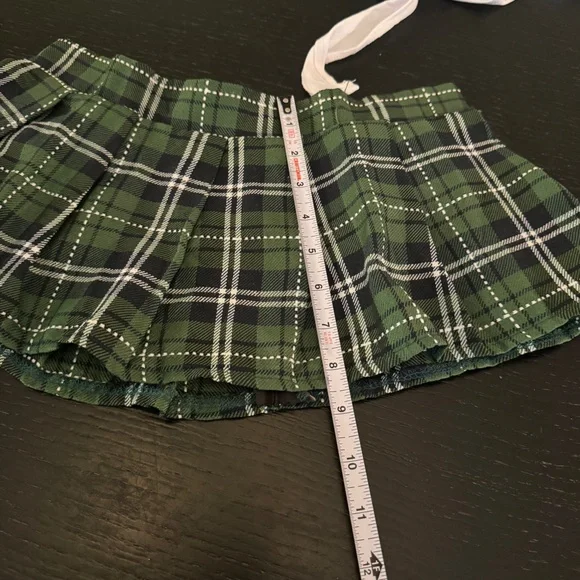 Plaid Green and Red Schoolgirl Costume Skirt Set - Picture 2 of 6